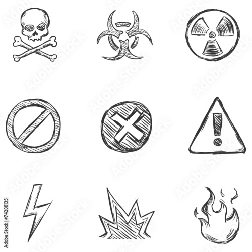 Vector Set of Sketch Warning  Icons