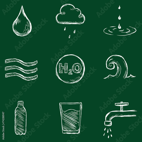 Vector Set of Chalk Water Icons