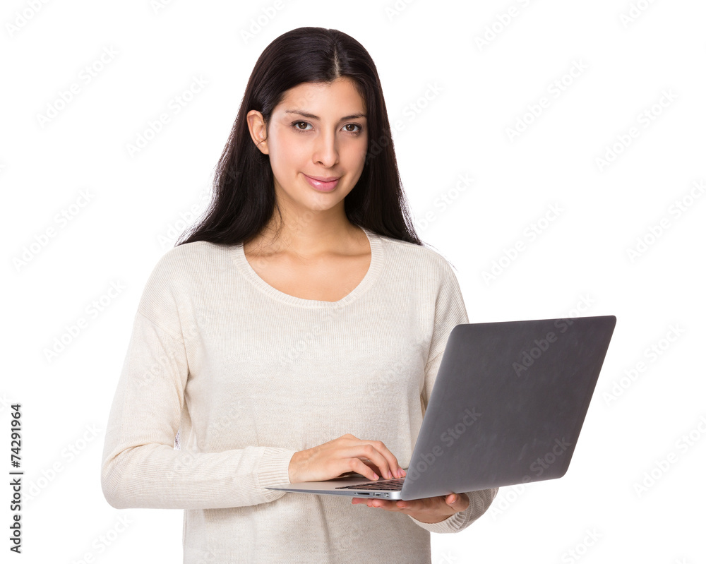 Woman use notebook Woman use notebook