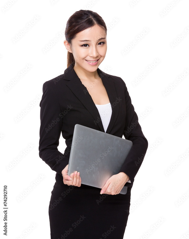 Businesswoman hold with laptop