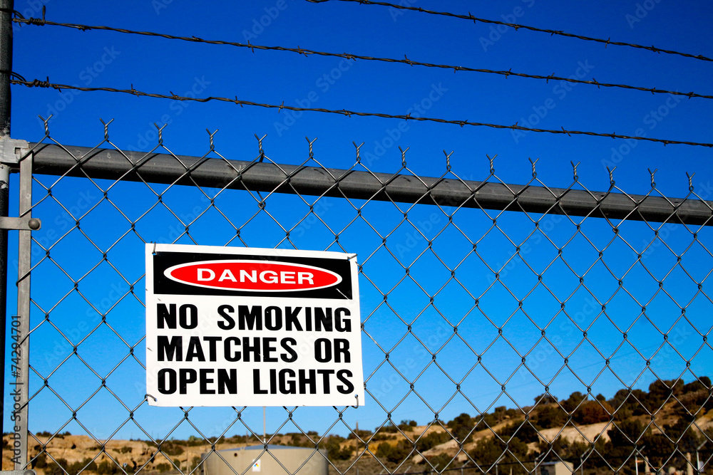Danger Sign, Chain Link and Barbed Wire Danger Sign, Chain Link and Barbed Wire