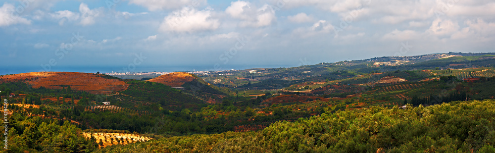 Panoramic view over open countryside