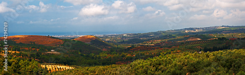 Panoramic view over open countryside