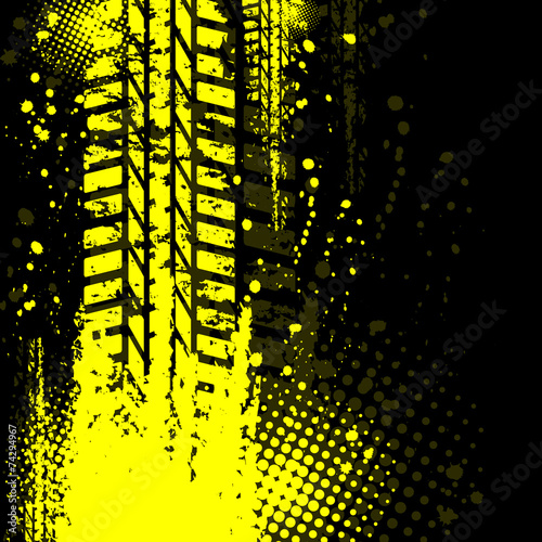 Yellow background tire track