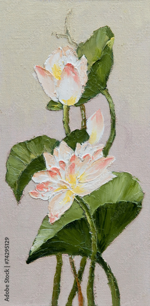 Fototapeta premium oil painting - lotus flower, abstract drawing, made in the style