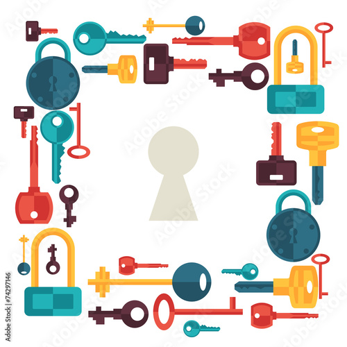 Background design with locks and keys icons.