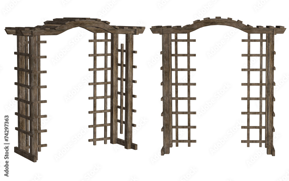 wooden arbor, isolated on white wooden arbor, isolated on white