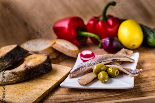 Sea herring with garnish