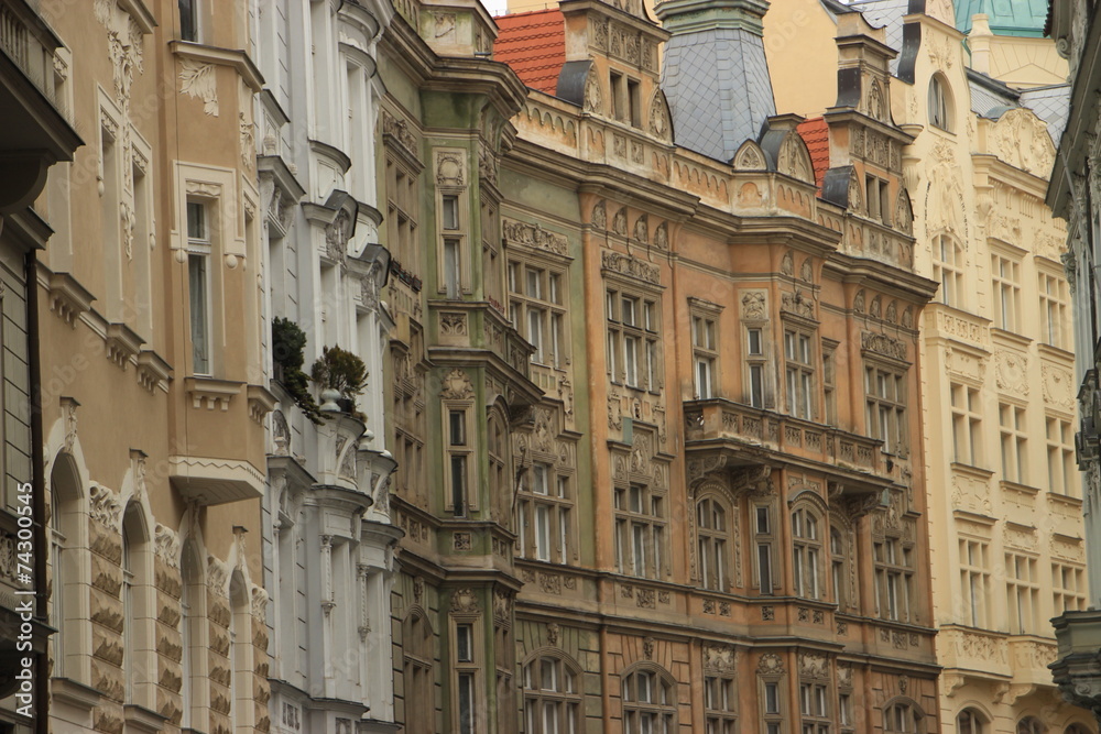 Façades of Prague (close-up for background)