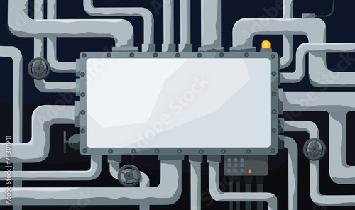 Background with pipeline, valves, and text field in the center