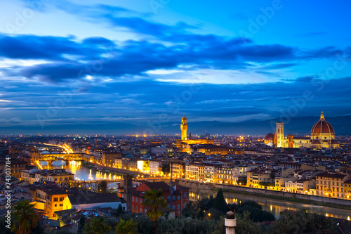 Florence or Firenze sunset aerial cityscape. Panorama view from © stevanzz