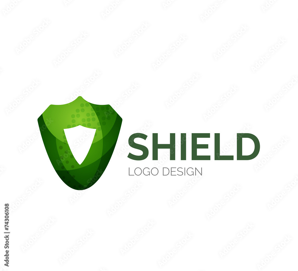 Secure shield logo design made of color pieces Secure shield logo design made of color pieces