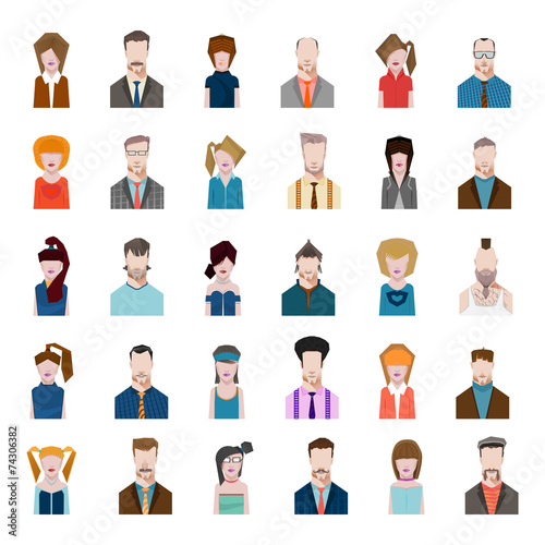 Set avatars flat style men women profession