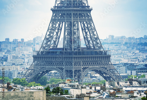 Paris, aerial view of magnificent Eiffel Tower