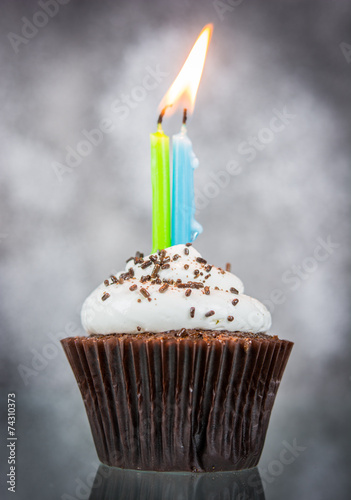 Birthday cupcake with candle