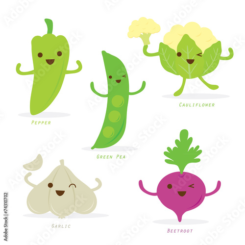 Vegetable Cartoon Cute Set Vector © ienjoyeverytime