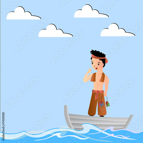 funny cartoon fisherman