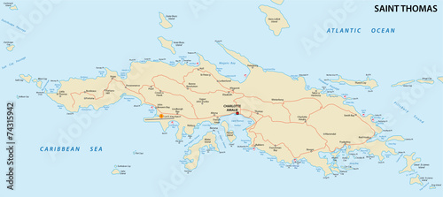 saint thomas, U.S. virgin islands map