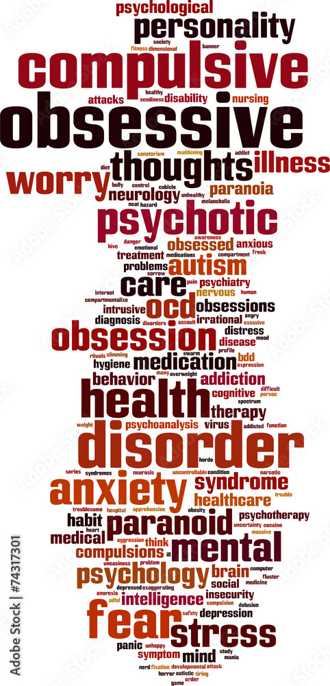 Obraz premium Obsessive word cloud concept. Vector illustration