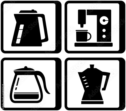 set icons with kettle and percolator