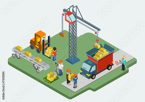 Flat 3d isometric gold bullion ingot web infographic concept