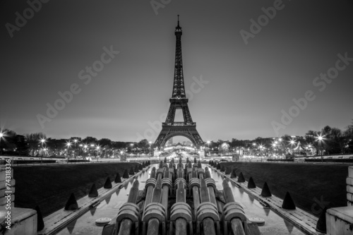 Eiffel tower, Paris, France in black and white. #74318336