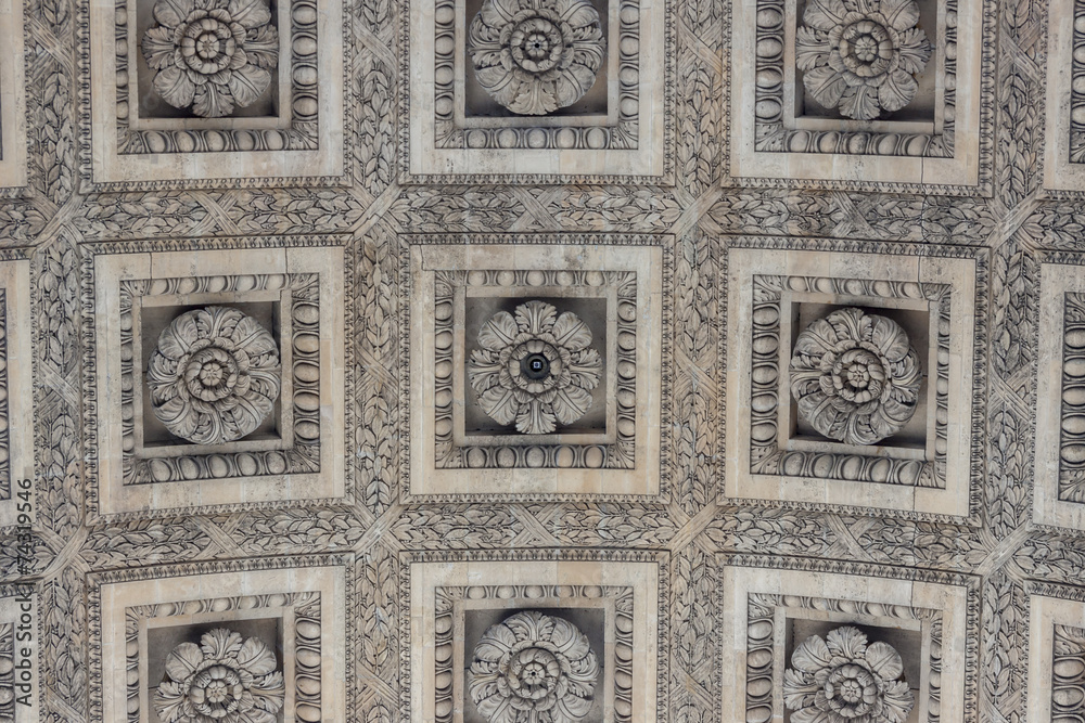 Close up details the Arc de Triomphe in Paris