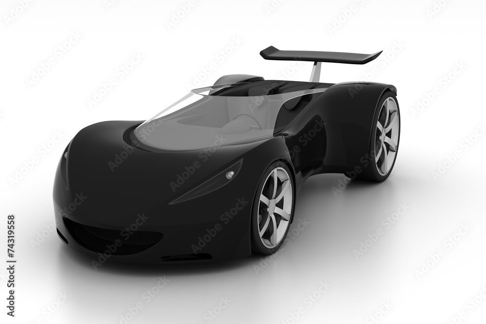 Black futuristic concept sport car, 3d render