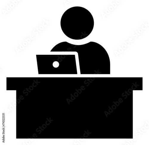 Man working on laptop icon