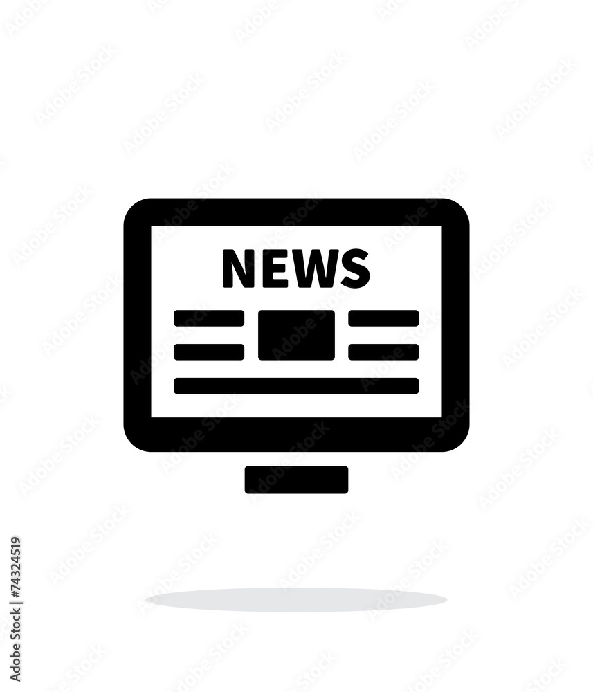 Online news. Desktop PC newspaper icon on white background. Online news. Desktop PC newspaper icon on white background.