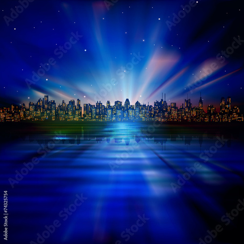 abstract background with silhouette of city