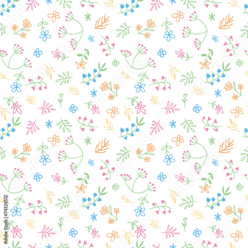 Fototapeta Naklejka Na Ścianę i Meble -  Vector hand drawn doodle flower seamless pattern