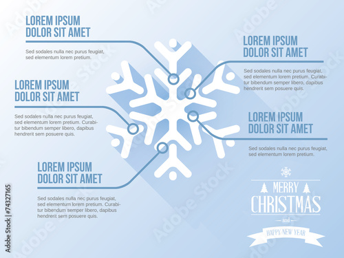 Snow flake Merry Christmas vector infographic