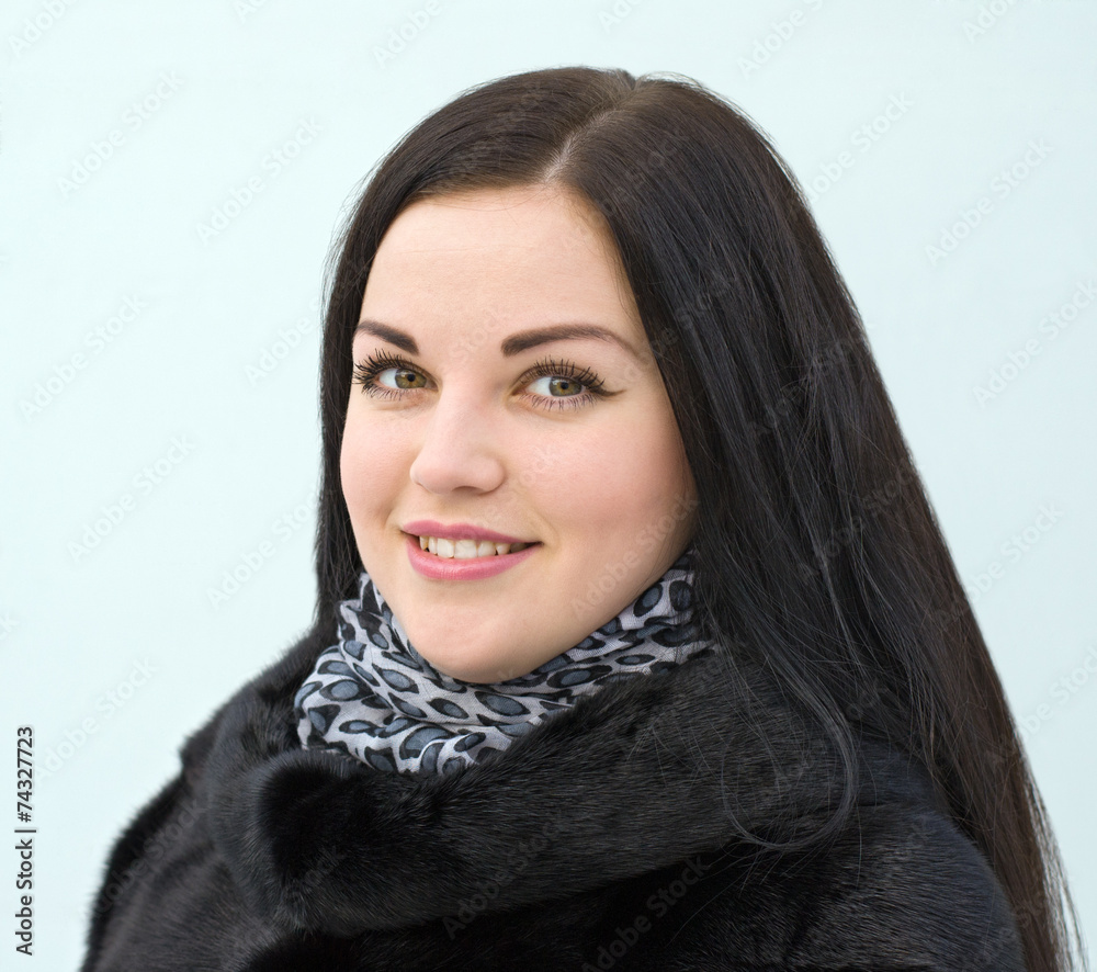 Portrait of a beautiful girl in a fur coat Portrait of a beautiful girl in a fur coat