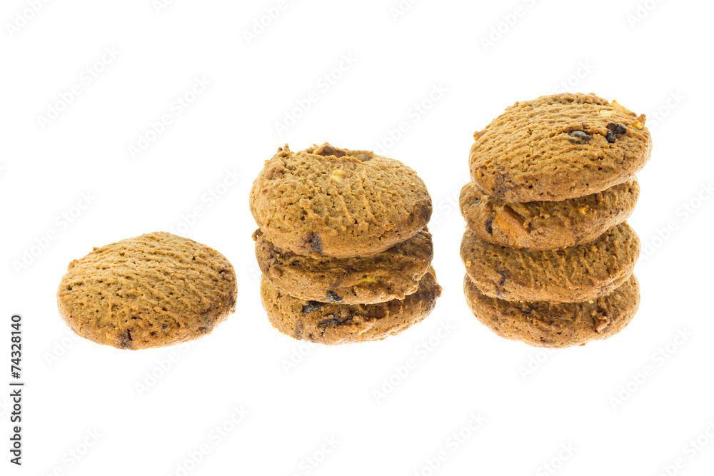 stack cookies chocolate ship isolate on white background stack cookies chocolate ship isolate on white background