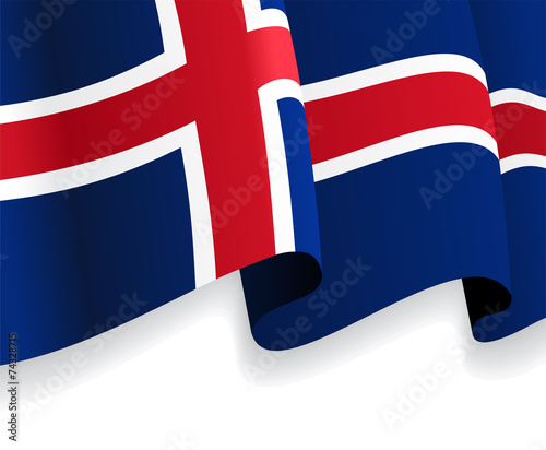 Background with waving Icelandic Flag. Vector