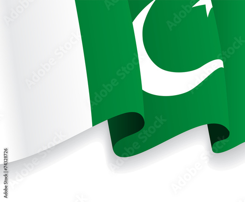 Background with waving Pakistani Flag. Vector