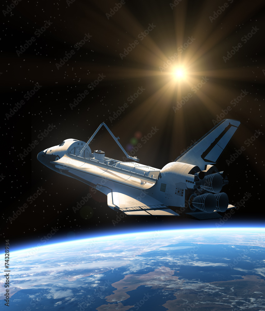 Fototapeta premium Space Shuttle Orbiting Earth
