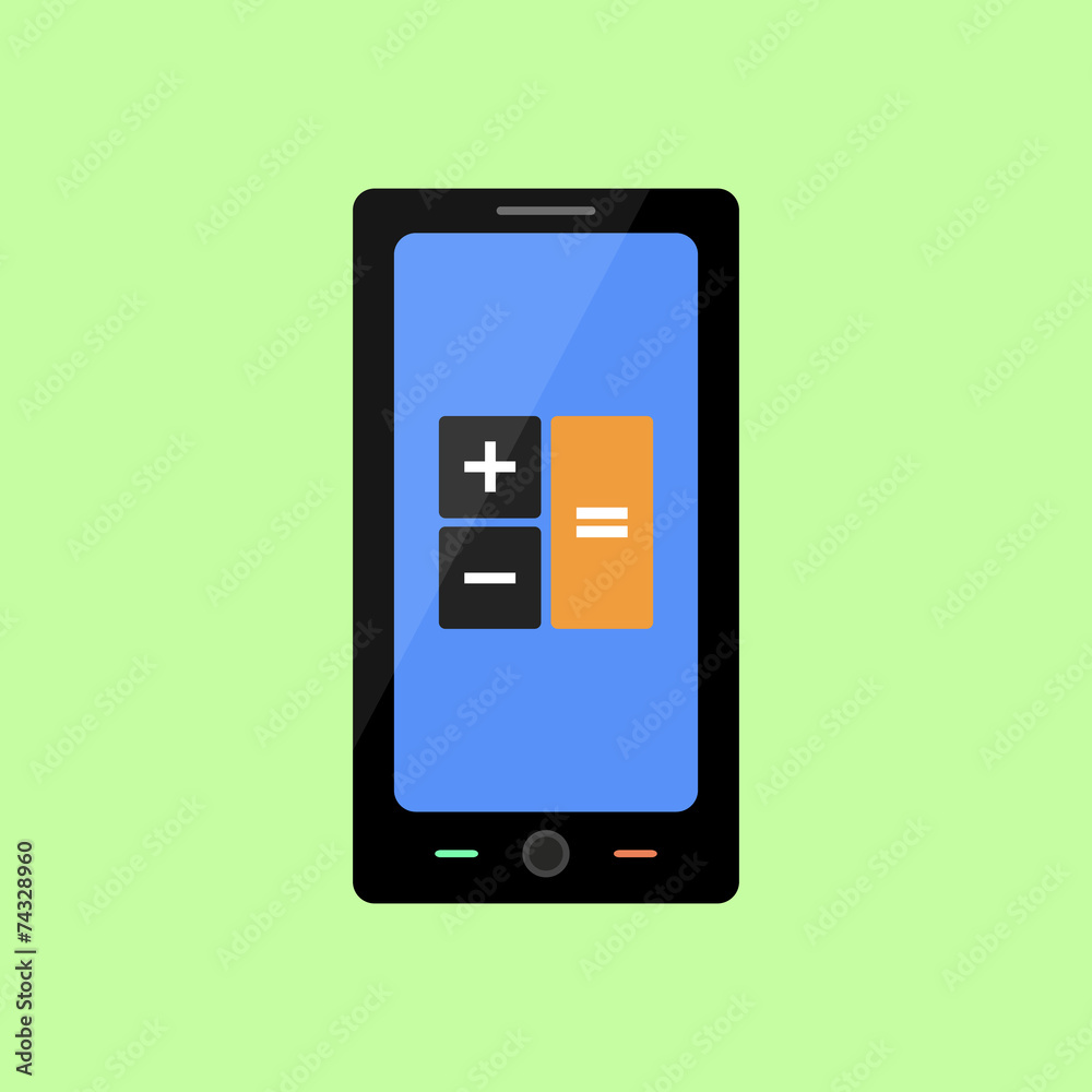 Smart phone with calculator icon Smart phone with calculator icon