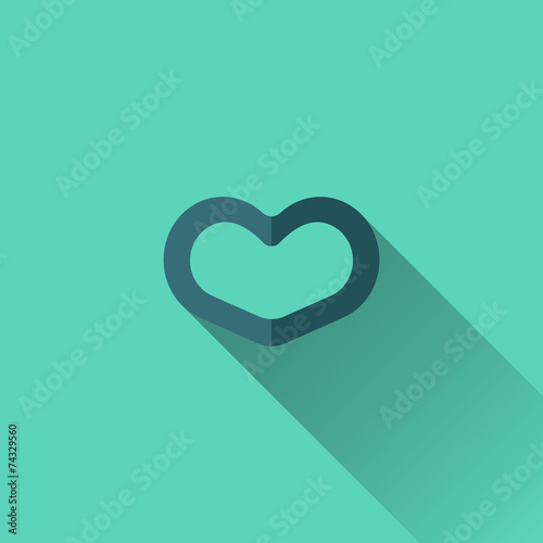 Blue heart icon. Flat design