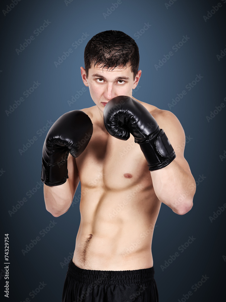 boxer in black gloves