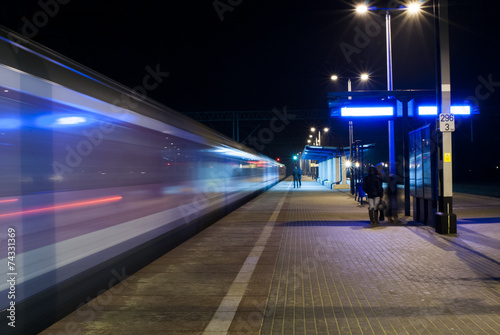 Passing high- speed train Pendolino, Poland.