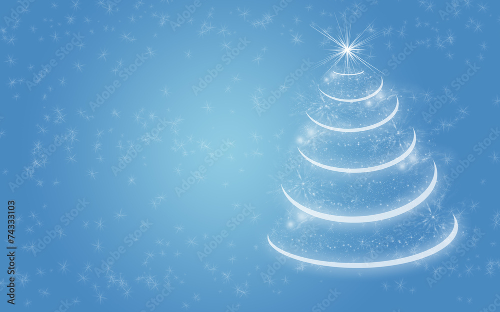 Christmas card with snow and tree on light blue background Christmas card with snow and tree on light blue background