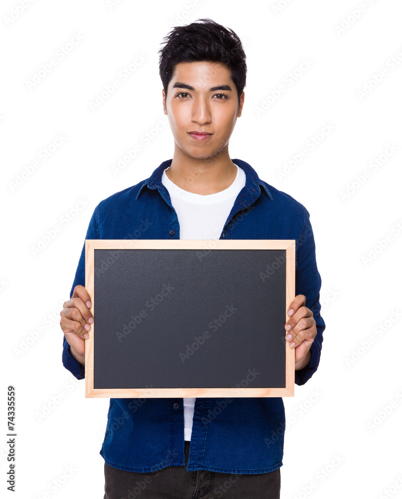 Man hold with chalkboard Man hold with chalkboard
