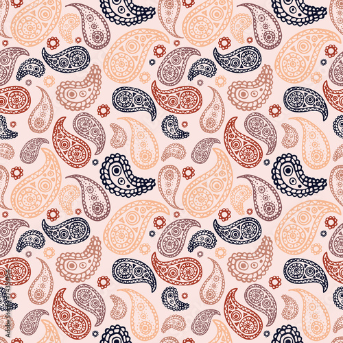 Vector hand drawn paisley seamless pattern