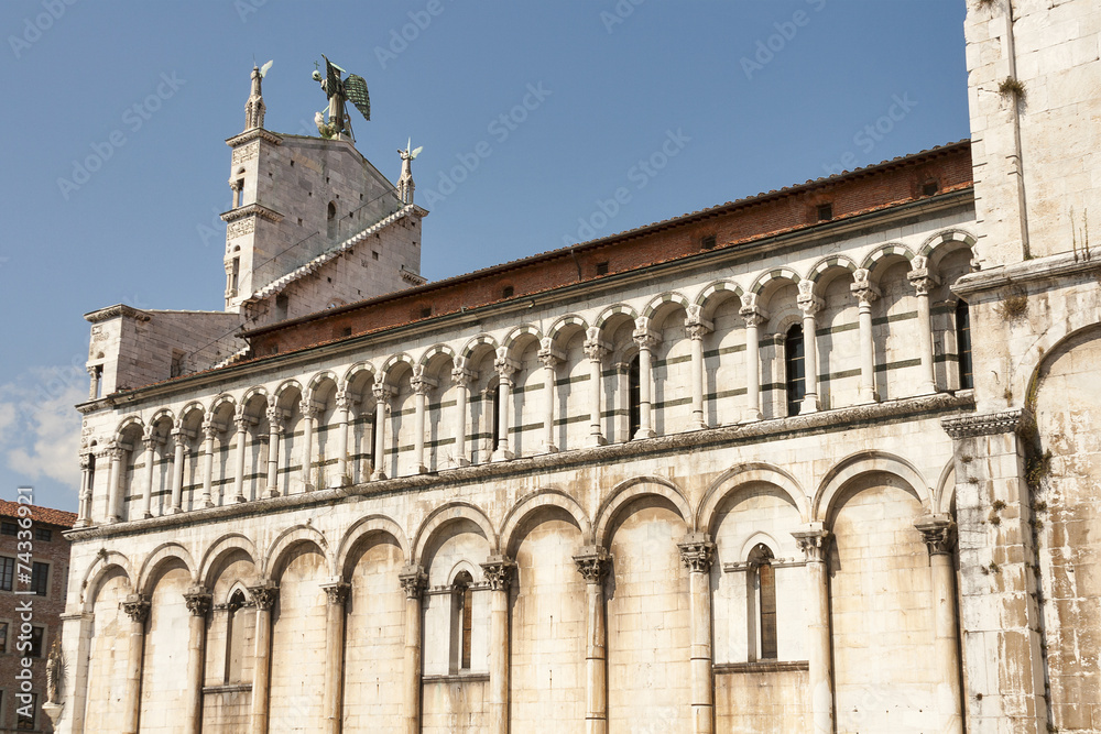View of medieval cathedral San Michele. Lucca, Italy