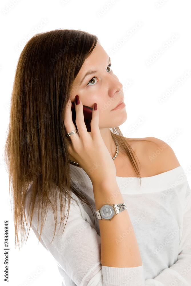 Fototapeta premium Pretty woman talking by mobile phone