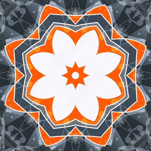 Mandala orange swadhisthana lotus flower symbol. Stylized chakra