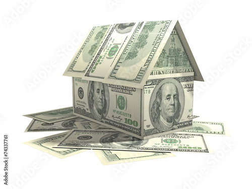 House made of American currency banknotes