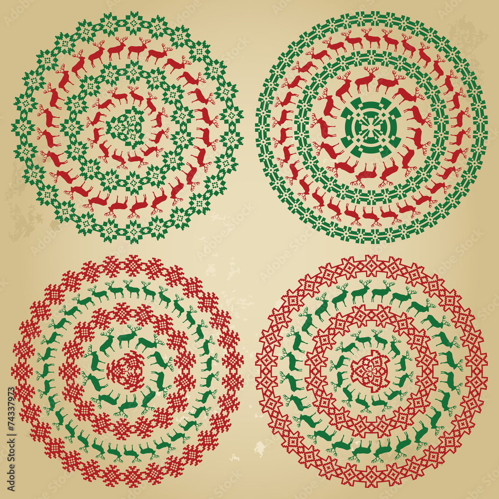 Winter nordic round pattern borders in collection